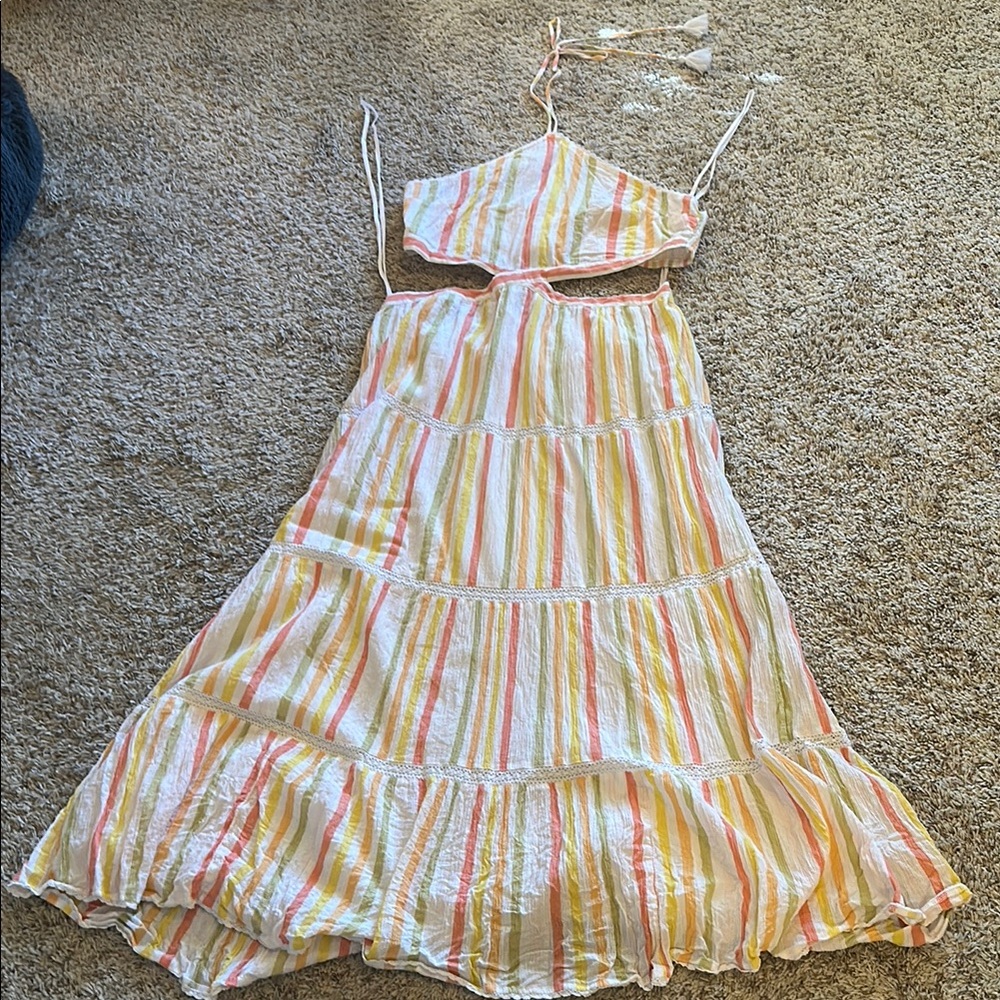 Aerie (American Eagle)- Striped Multicolor (Citrus) Women’s Dress 🍋💚🍊